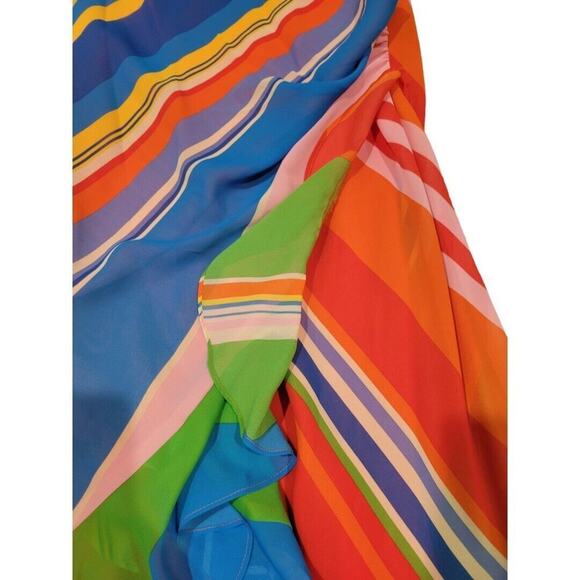 Lauren Ralph Lauren Womens Striped Asymmetrical Size 4 Dress Multicolor Rainbow - Picture 4 of 5